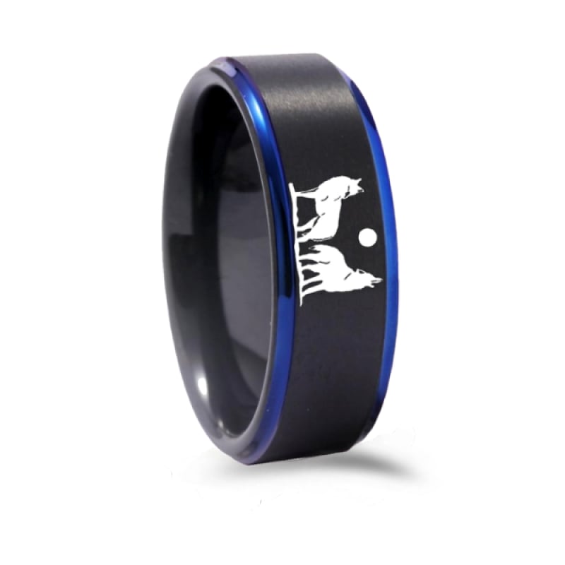 Black and Blue Titanium Rings