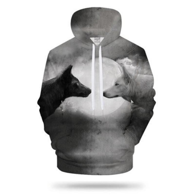 Black and White Wolf Hoodie