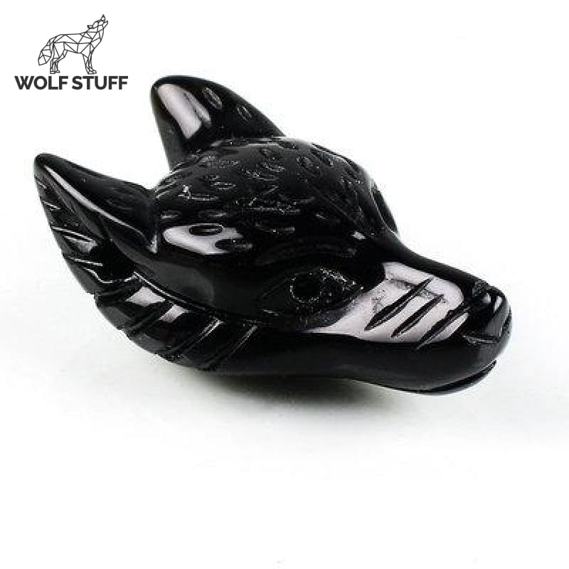 Black Obsidian Wolf Pendant