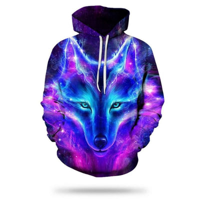 Blue and Pink Wolf Hoodie