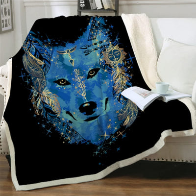 Blue Wolf Blanket