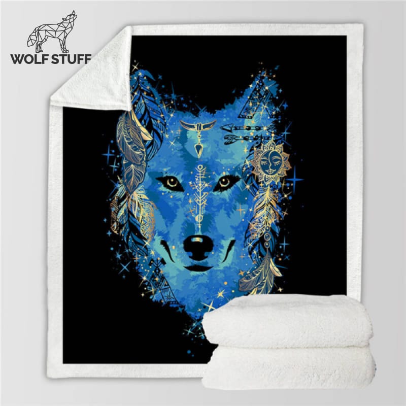 Blue Wolf Blanket