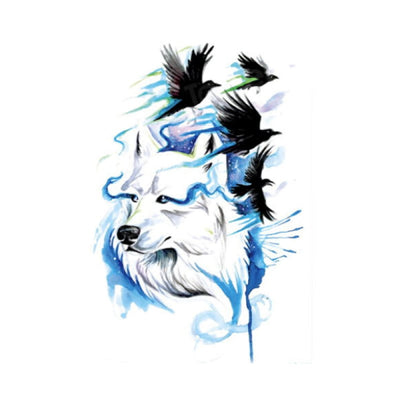 Crow and wolf tattoo