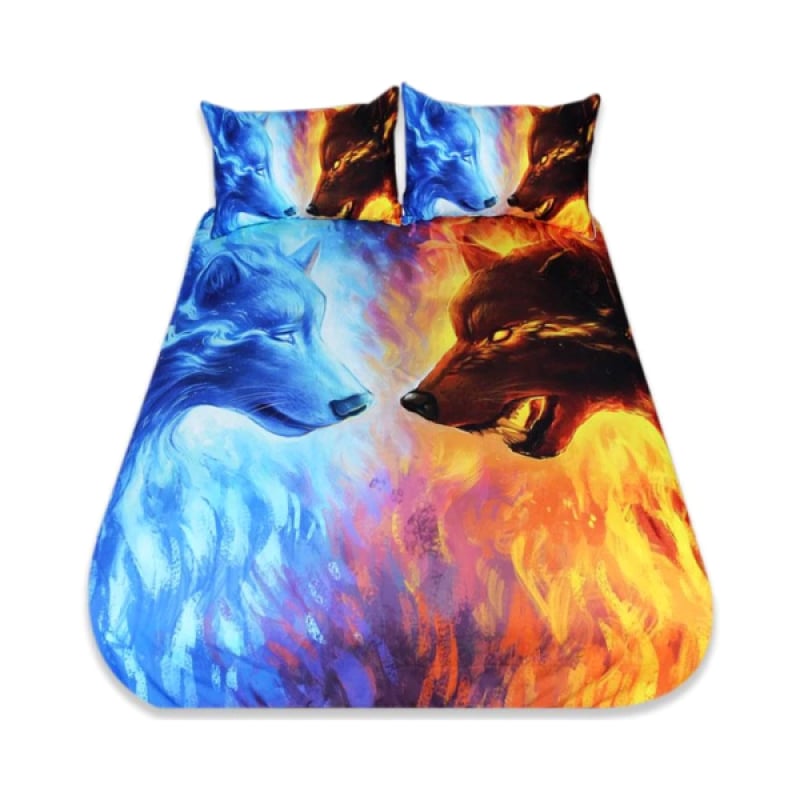 Fire and Ice Wolf Bedding