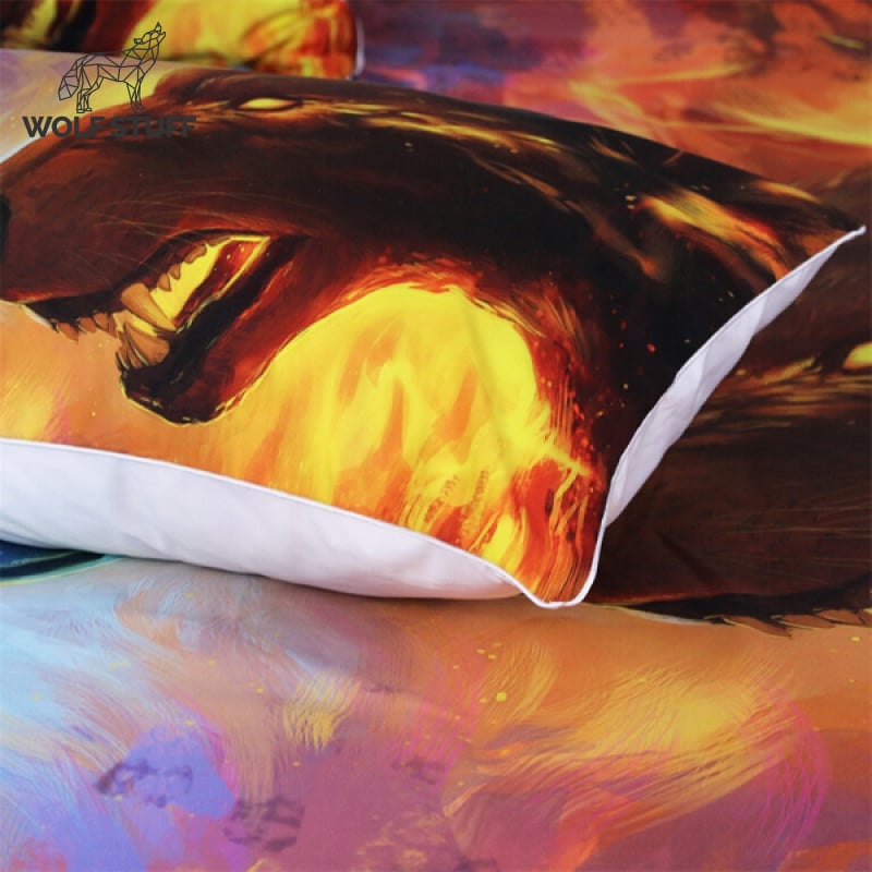 Fire and Ice Wolf Bedding