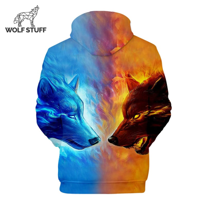 Fire and Ice Wolf Hoodie