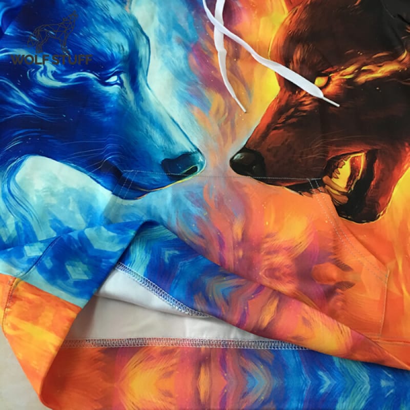 Fire and Ice Wolf Hoodie