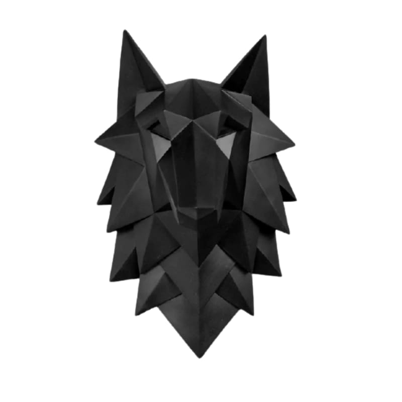 Geometric wolf statue