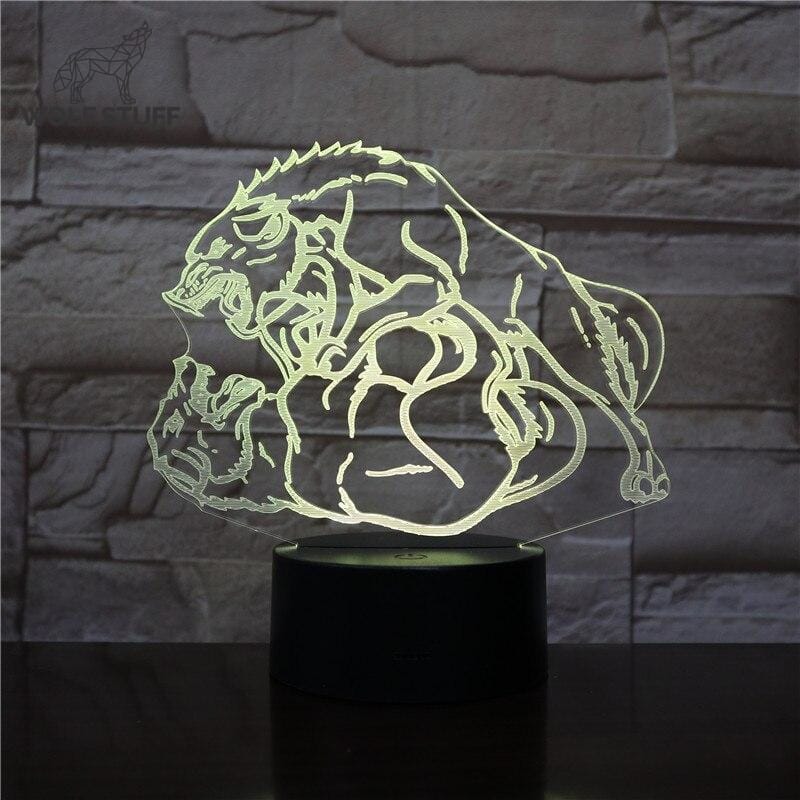 Glass Touch Wolf Lamp