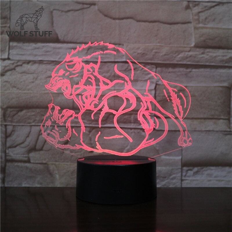 Glass Touch Wolf Lamp