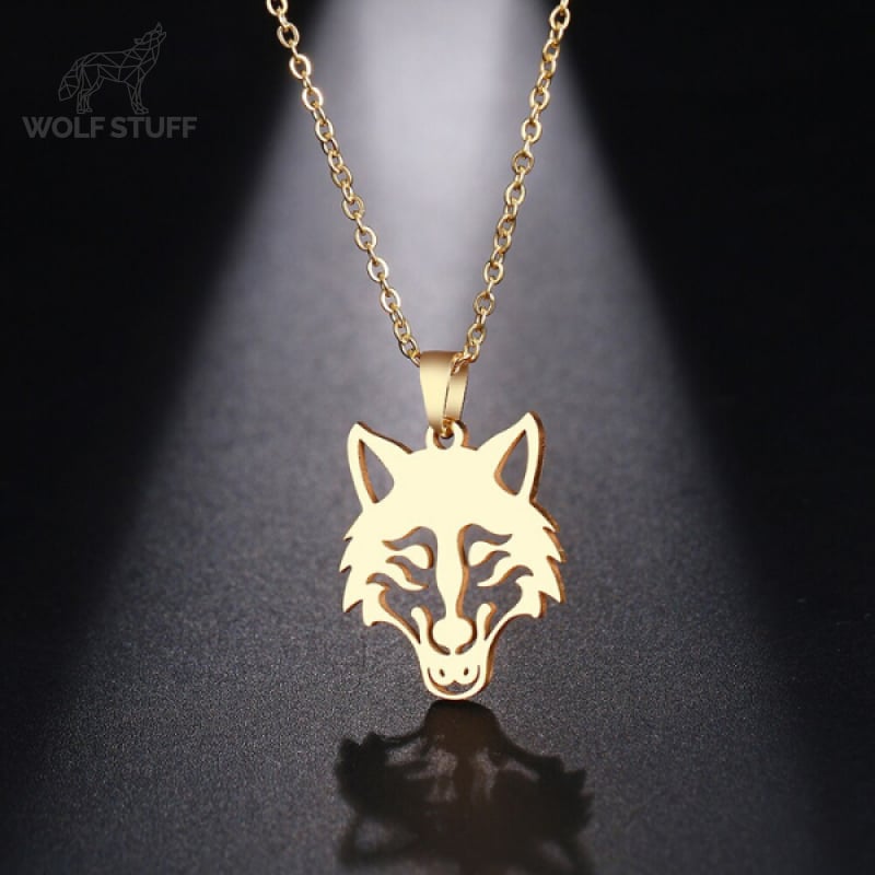 Gold Wolf Head Pendant