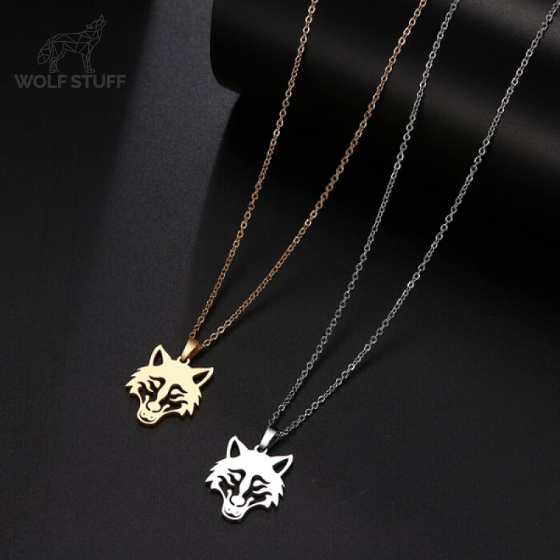 Gold Wolf Head Pendant