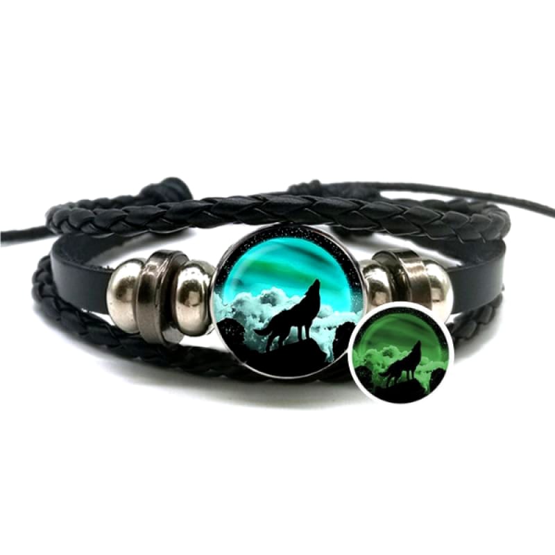 Howling Wolf Leather Bracelet