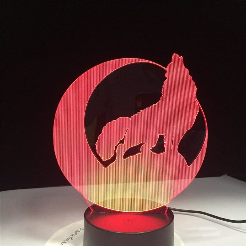 Howling wolf tabletop glass touch lamp