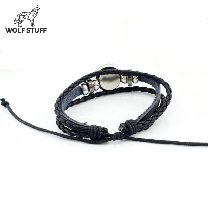 Leather Wolf Cabochon Bracelet