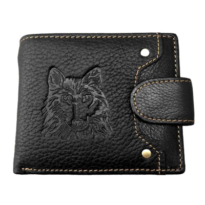 Mens leather wolf wallet