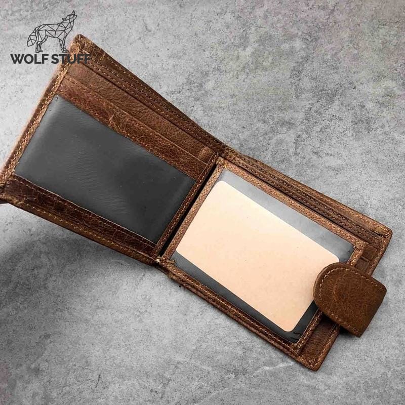 Mens leather wolf wallet