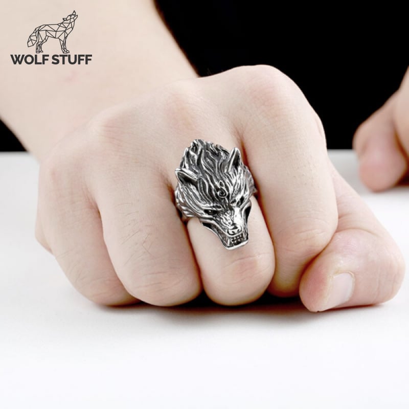 Mens Wolf Ring Jewelry