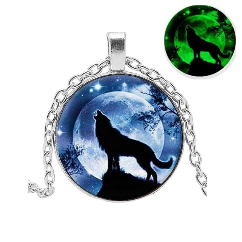 Moon Wolf Necklace Glow in the Dark