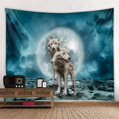 Moon wolf tapestry