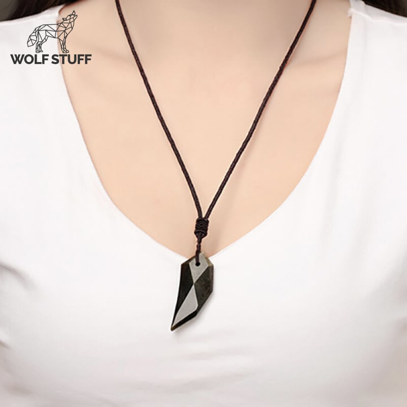 Obsidian Stone Wolf Necklace