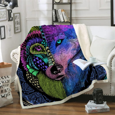 Psychedelic Wolf Blanket