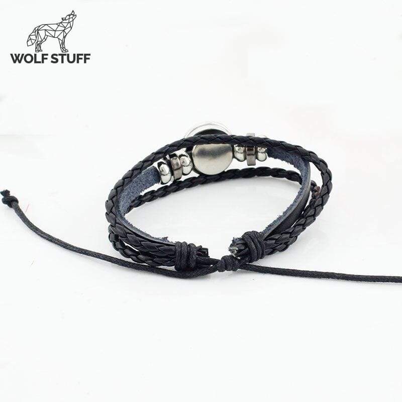 Purple Leather Wolf Bracelet