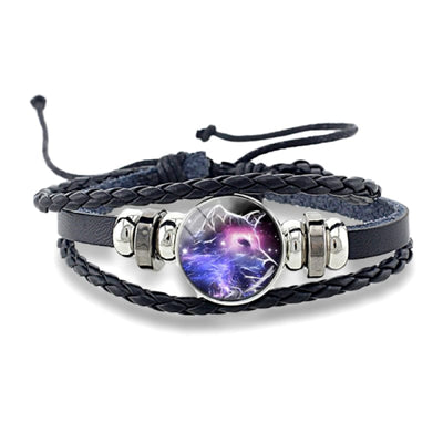 Purple Leather Wolf Bracelet