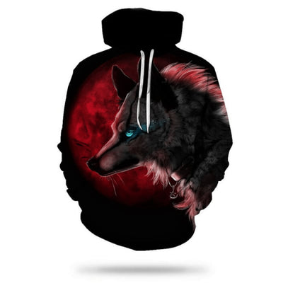 Red and Black Wolf Hoodie