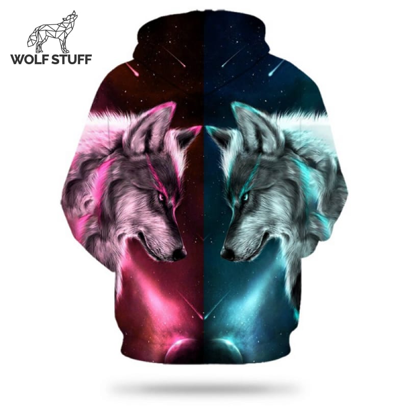 Red and Blue Wolf Hoodie