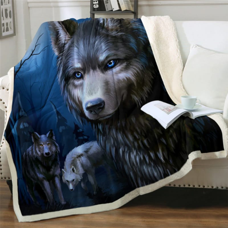 Sherpa Wolf Blanket