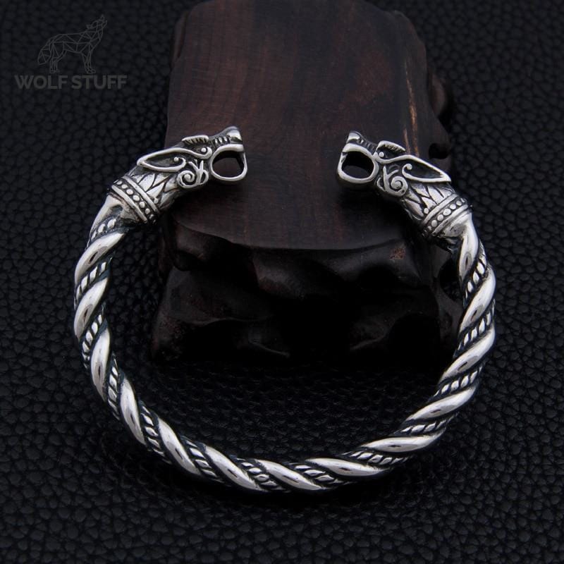 Silver Viking Wolf Bracelet