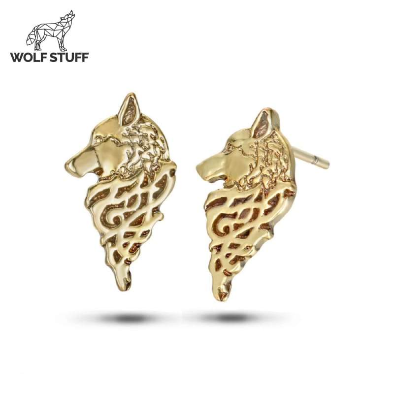 Silver wolf earrings