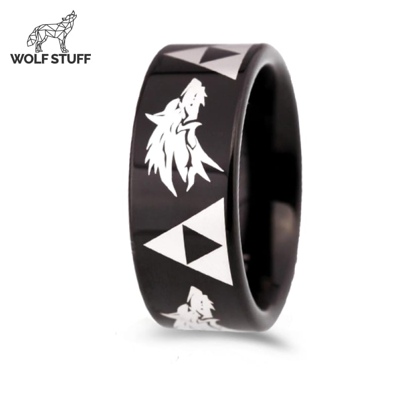 Silver Wolf Head Ring