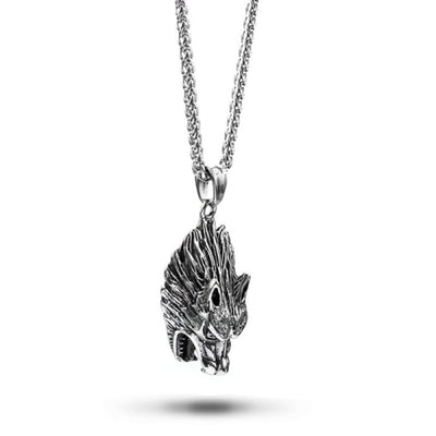 Silver Wolf Pendant Necklace