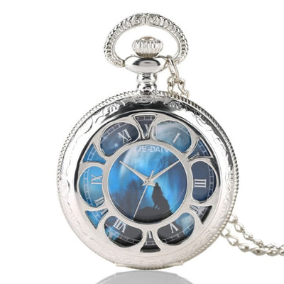 Silver Wolf Pocket Watch