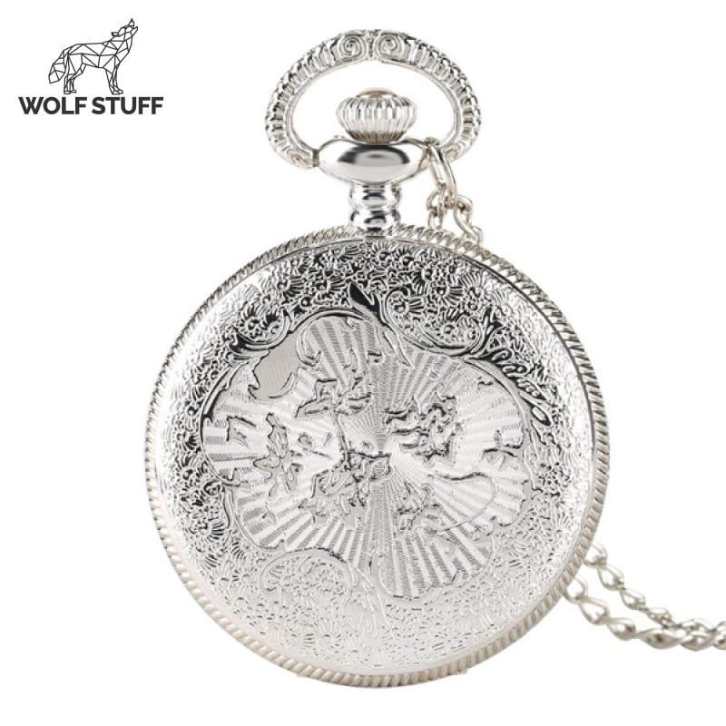 Silver Wolf Pocket Watch