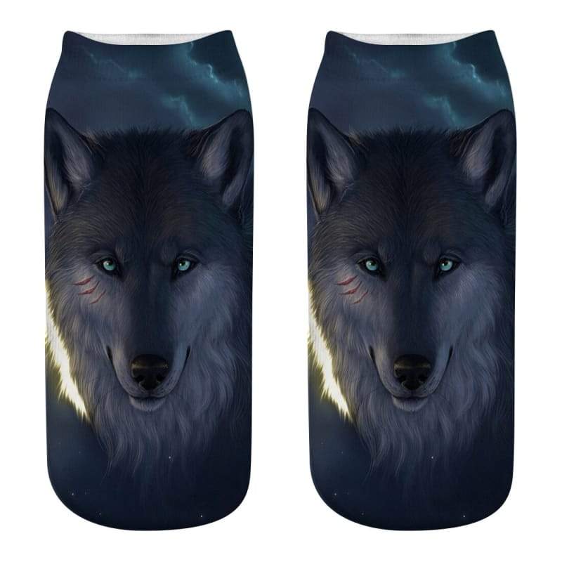 Socks with wolves on them