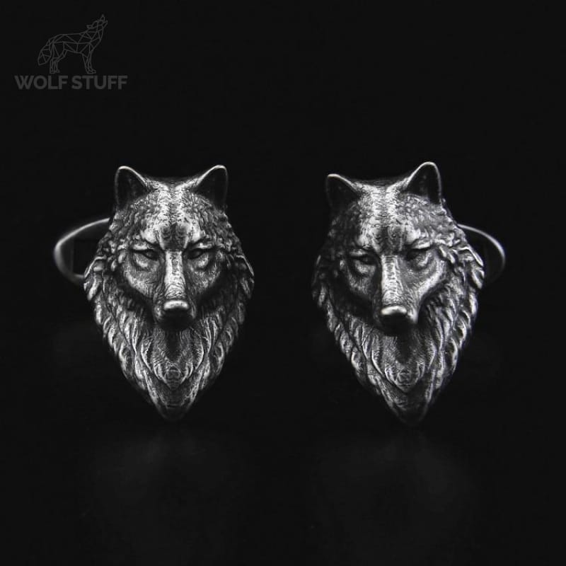 Sterling silver wolf cufflinks
