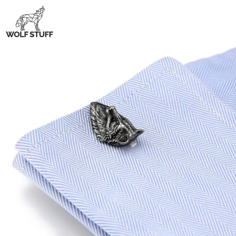 Sterling silver wolf cufflinks