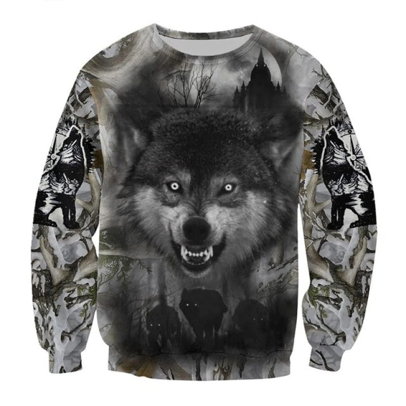Sweatshirt with Wolf Print
