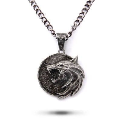 The Witcher white wolf necklace