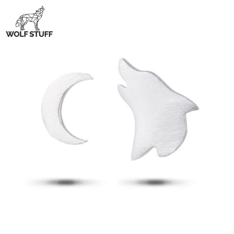 Wolf and Moon Earrings