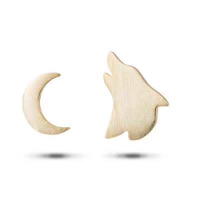 Wolf and Moon Earrings