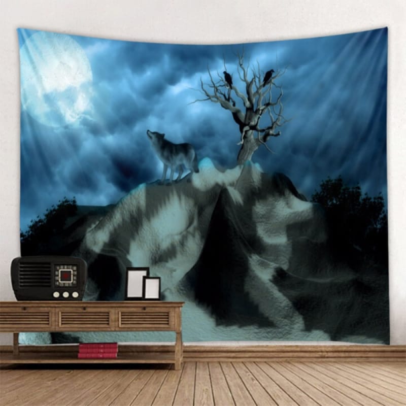 Wolf and Moon Tapestry