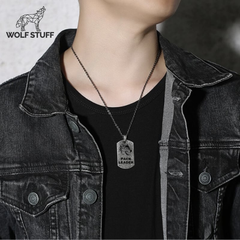 Wolf Dog Tag Necklace
