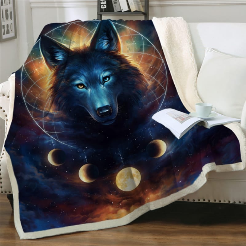 Wolf Dreamcatcher Fleece Throw Blanket