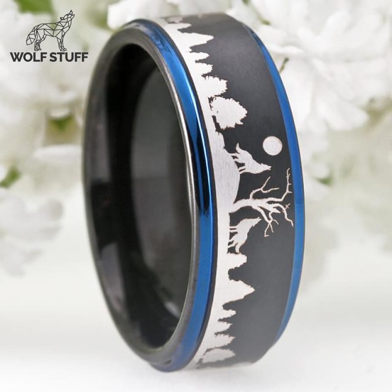 Wolf Engraved Ring