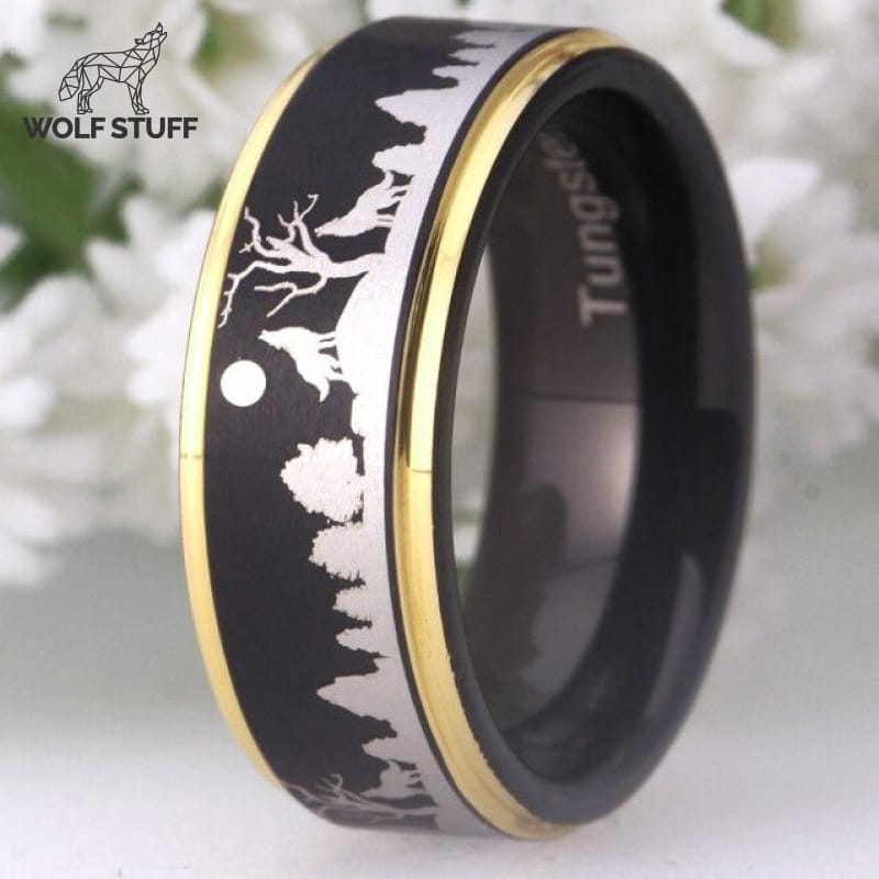 Wolf Engraved Ring