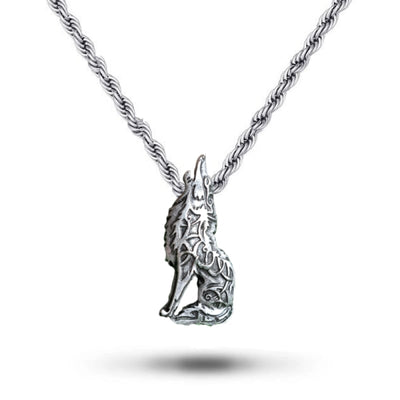 Wolf Howling at the Moon Necklace